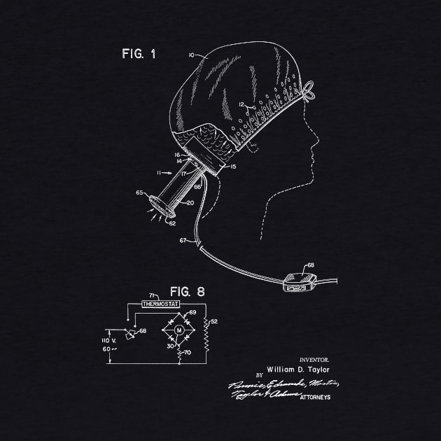 Portable Hair Dryer Vintage Patent Hand Drawing by TheYoungDesigns